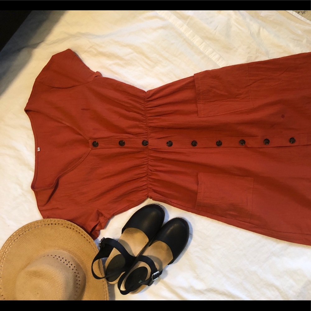 Button- front midi dress